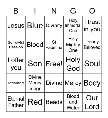 Divine Mercy Bingo! Bingo Card