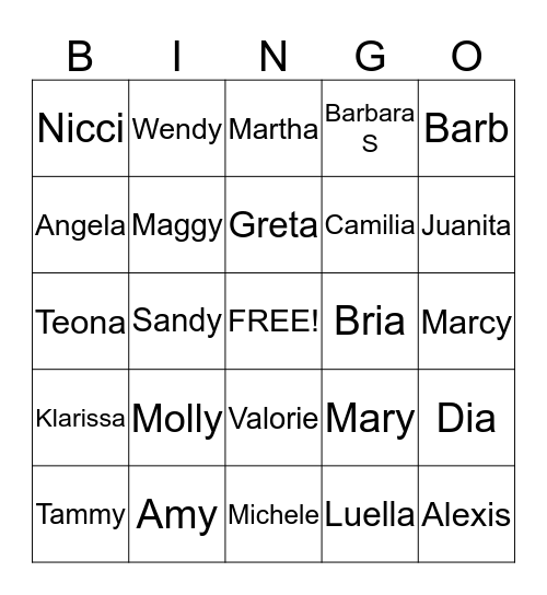 Ladies of AM Bingo Card