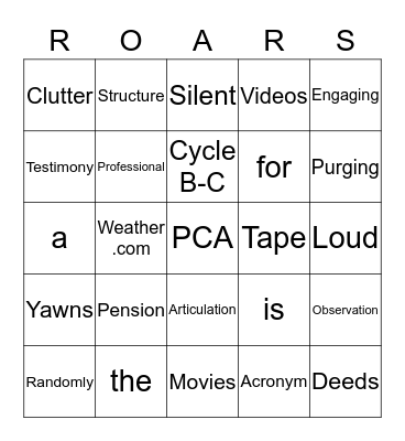 Give me a ROAR!!! Bingo Card