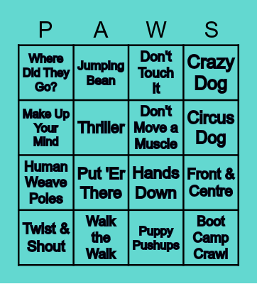 PAWS PUPPY BINGO! Bingo Card