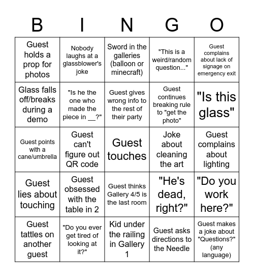 CGG Bingo Card