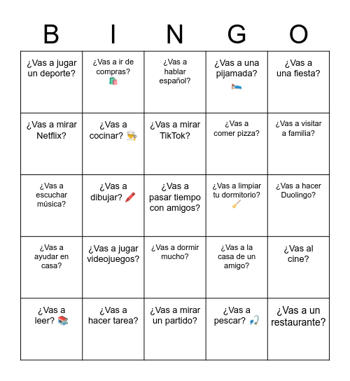 FSW weekend future Bingo Card