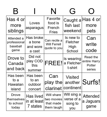 FIND SOMEONE WHO Bingo Card