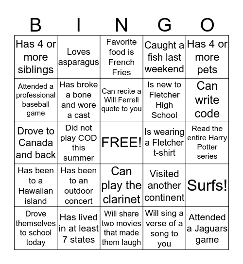 FIND SOMEONE WHO Bingo Card