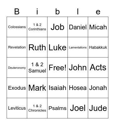 Bible Bingo Card