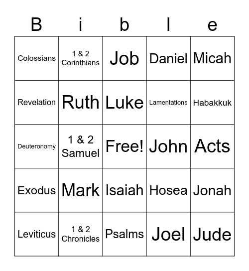 Bible Bingo Card