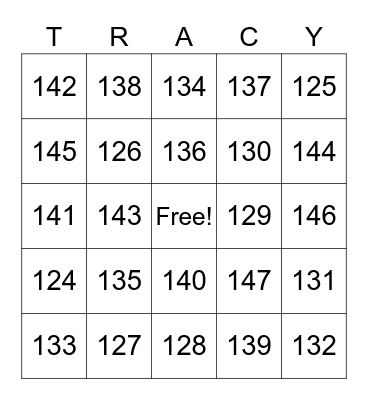 Graduation Bingo Card