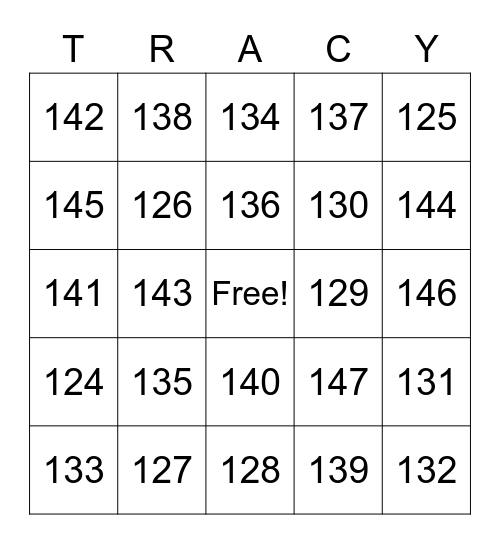 Graduation Bingo Card