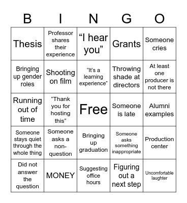 Collaboration Seminar Bingo Card