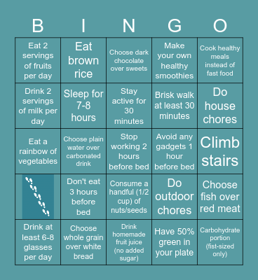 25 Days Healthy Bingo! Challenge Bingo Card