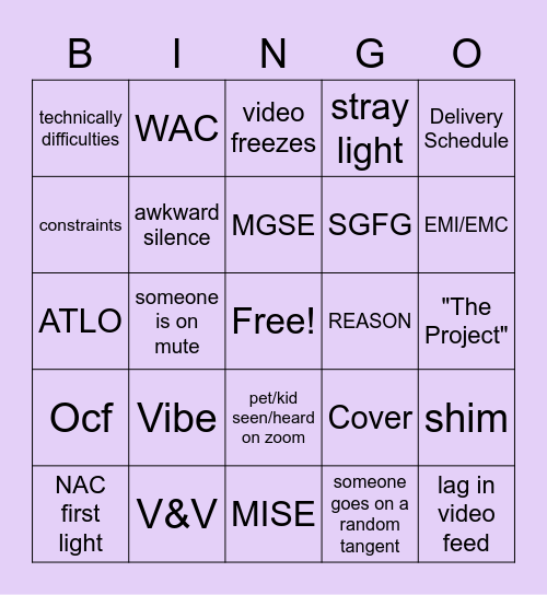 EIS Team Meeting - 1 Bingo Card