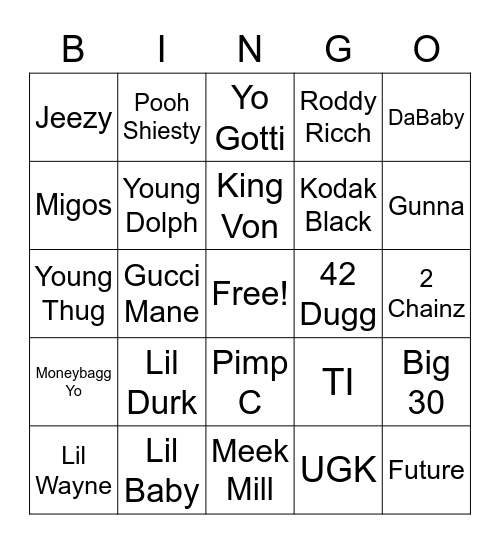 Trap Bingo Card