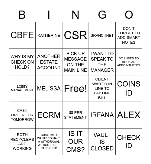 FUN FRIDAY BINGO Card