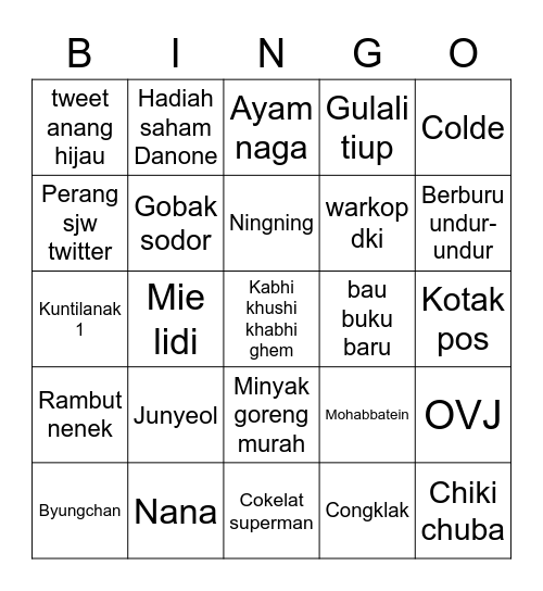 JISOO'S Bingo Card