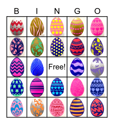Easter Egg Scavenger Hunt Bingo Card