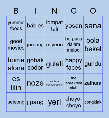 💙 sejeong 💙 Bingo Card