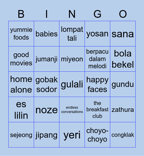 💙 sejeong 💙 Bingo Card