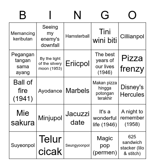 Bingo Reverse Bingo Card