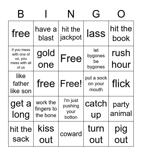 Idioms and phrasal verbs Bingo Card