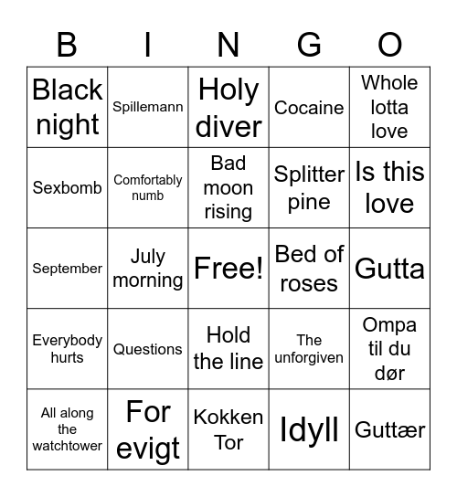 Påskebingo Card