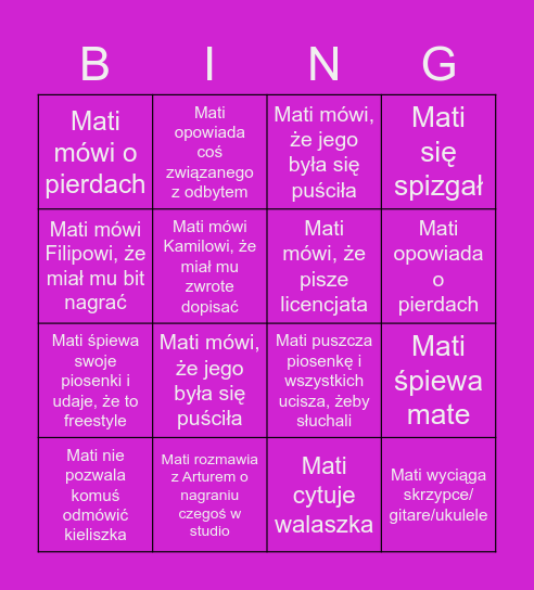 Błachutowe bingo Card