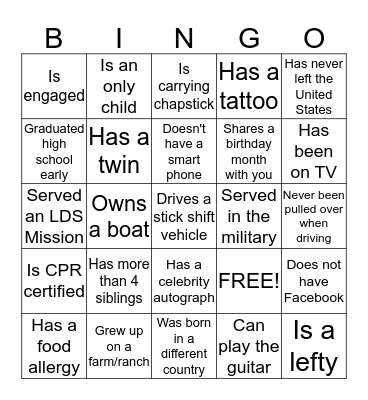 USU Eastern Freshman Orientation 2015 Bingo Card