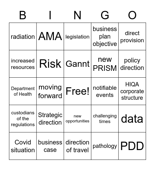 HIQA BINGO Card