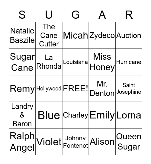 Queen Sugar BINGO Card