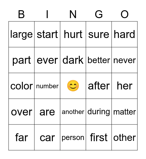 R Vowel Bingo Card