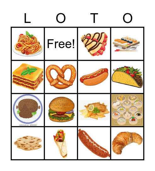 La cuisine internationale Bingo Card