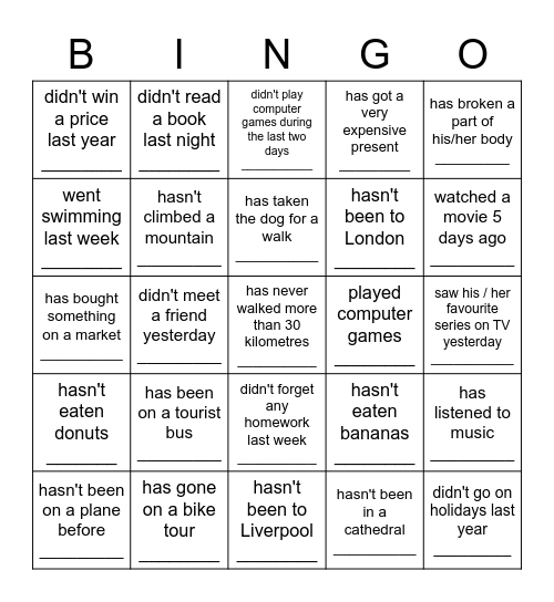 Find someone who... Bingo Card