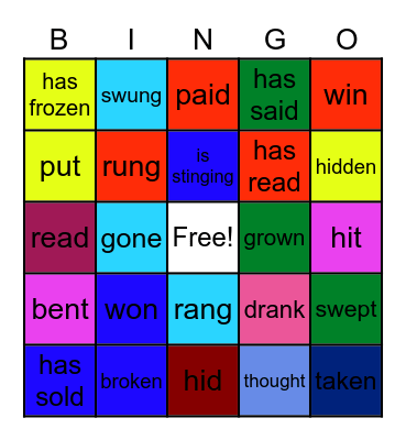 Review/Verbs?Part A Bingo Card