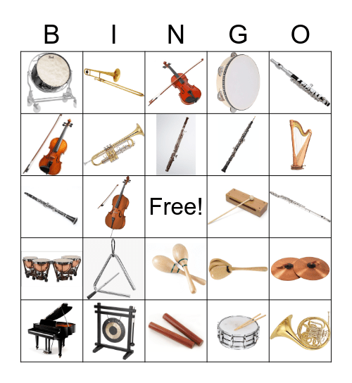 Instruments of the Orchestra Bingo Card