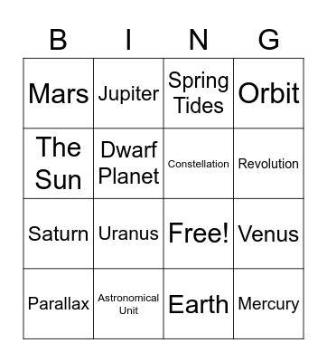 Space Bingo Card