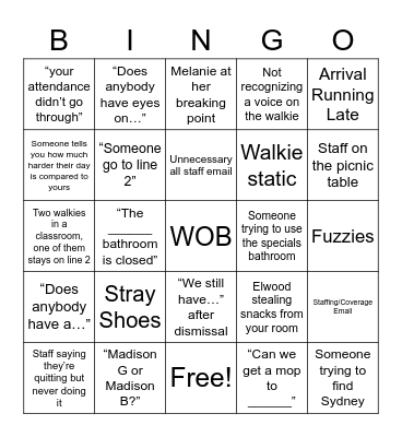 ( ͡° ͜ʖ ͡° ) Bingo Card
