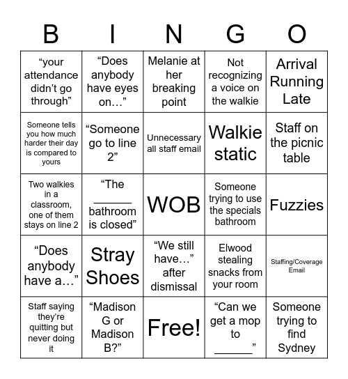 ( ͡° ͜ʖ ͡° ) Bingo Card