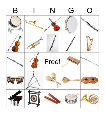 Instruments of the Orchestra Bingo Card