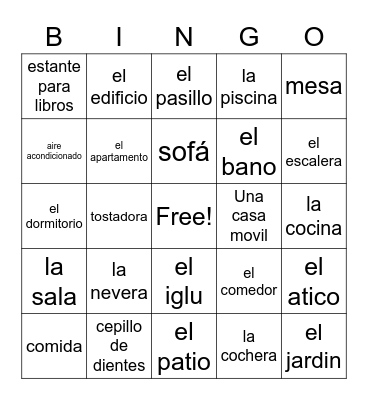 La casa Bingo Card