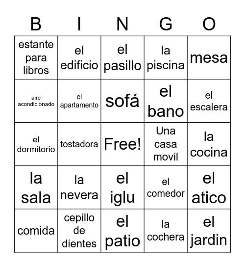 La casa Bingo Card