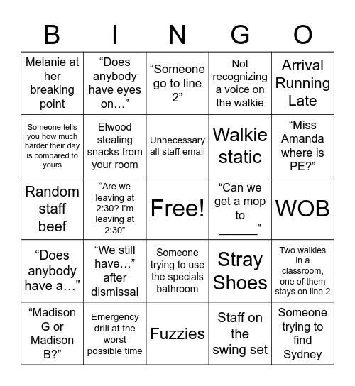 Untitled Bingo Card
