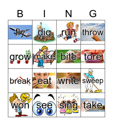 Yesterday I ______. Bingo Card