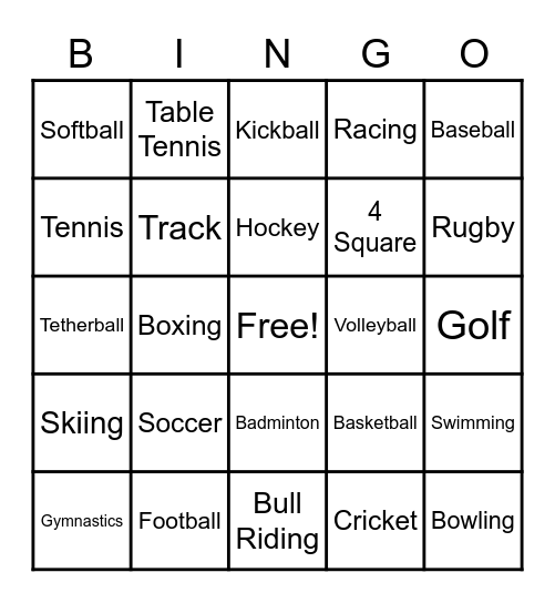 What Do You Know About Sports? Bingo Card