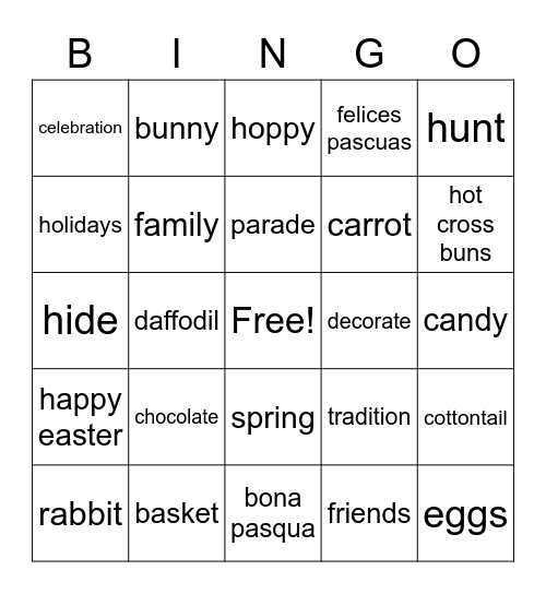 Easter Bingo Card