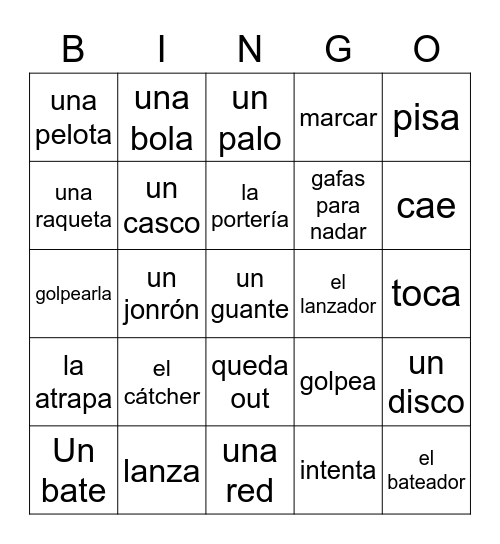 Los deportes Bingo Card