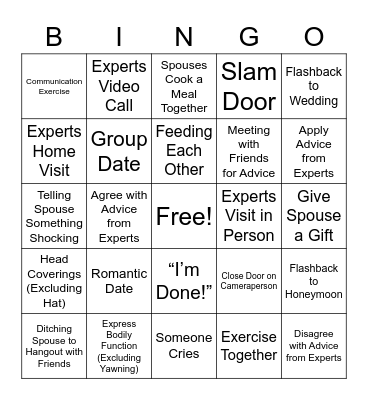 Married at First Sight Bingo Card