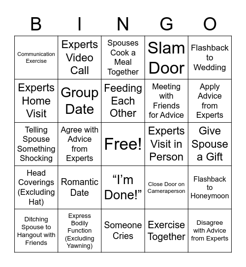 Married at First Sight Bingo Card