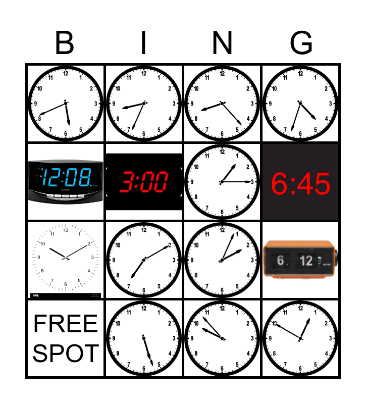 Time Bingo Card