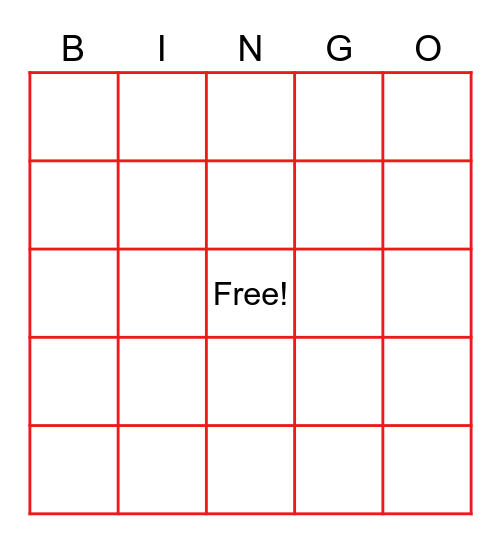 Otrh Bingo Card