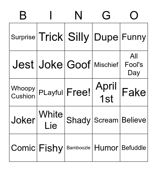 April Fool's Day Bingo Card