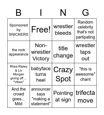 WrestleMania 38 Bingo Card